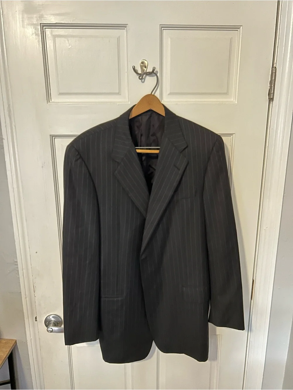 Hickey Freeman Collection Charcoal Pinstripe Full Suit 42L Two-Button